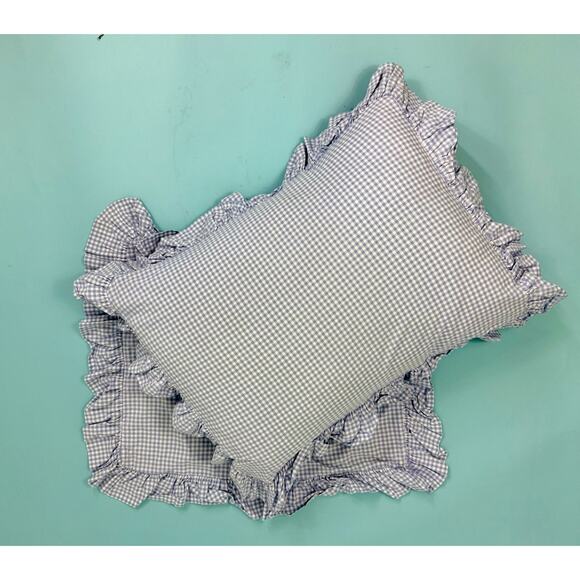 pair of Cornflower blue ruffled standard pillowcases/ shams - Picture 1 of 5